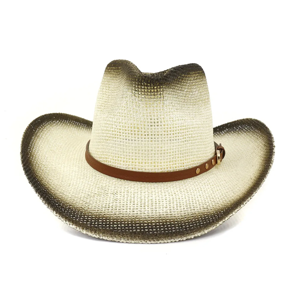 Sun Hat Man Summer Cowbay  Panama Straw Casual Beach Wide Brim Outdoor Cap Accessory (8)
