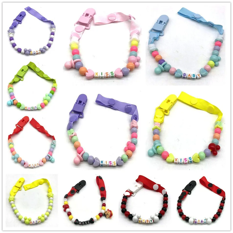 

New Baby Pacifier Clip Pacifier Chain Hand Made Colourful Beads Dummy Clip Baby Soother Nipple Holder for Baby Kids