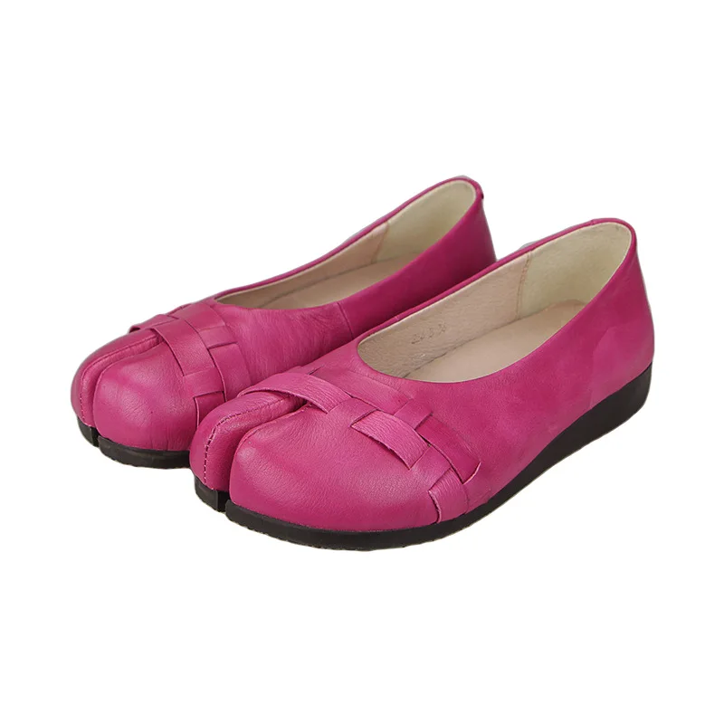 

236-8 Original Handmade Leather Woven Single Shoes Retro Literary and Artistic Split Toe Women's Shoes Casual Shoes