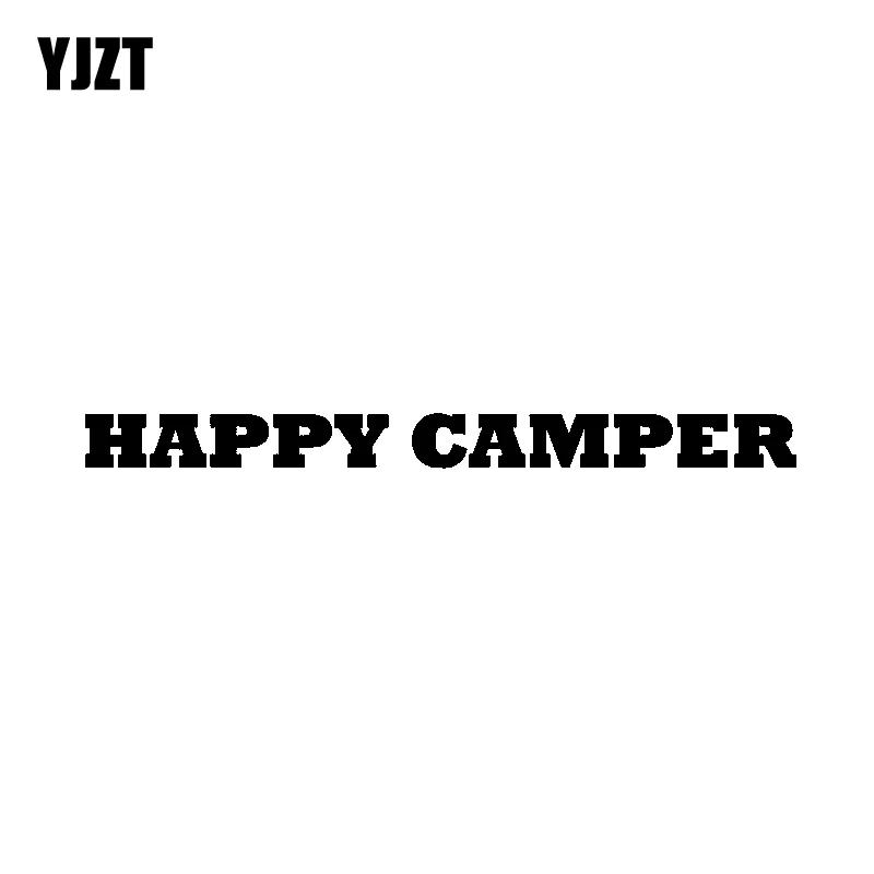 

YJZT 19.1CM*1.5CM Happy Camper Letters Wonderful Vinyl Reflective Car Sticker Decal Black/Silver C11-1345