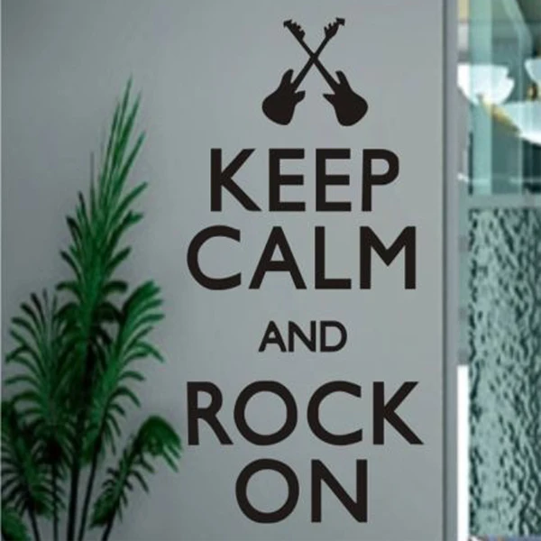 Виниловая наклейка с надписью Keep Calm And Rock On Music notetes стикер Wallart переводные