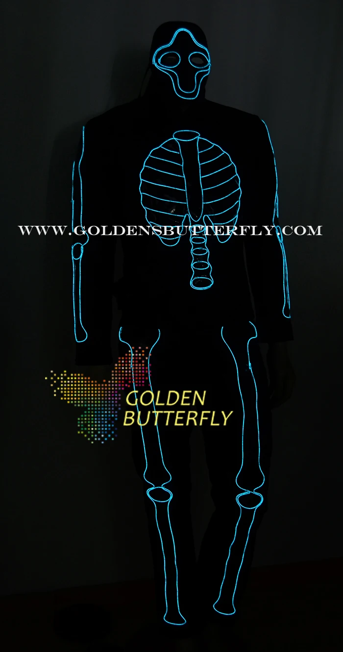 Best Price Fashion Bone design suit EL Clothing Cold Light Glowing Dance LED Clothing Luminous Costumes Scintillation Men Stage Performance