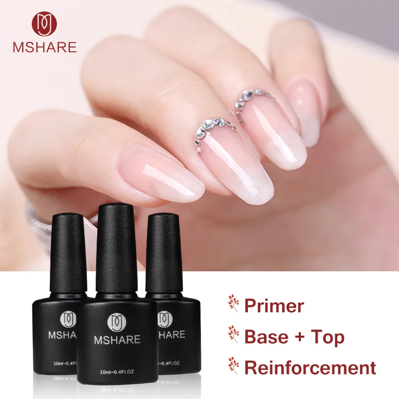 MSHARE 10ml Reinforcement Gel Polish Base Top Coat UV Gel Matt Tops