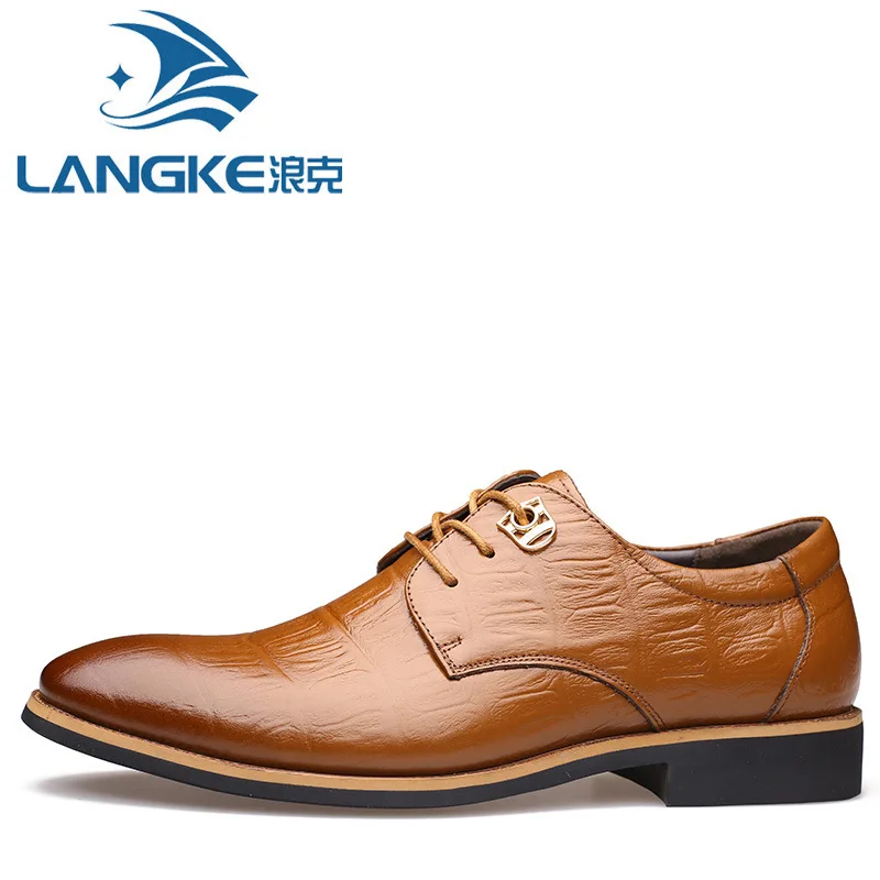 Качественная обувь из натуральной кожи Мужская официальная модельная обувь г. Осенние свадебные туфли в деловом стиле на шнуровке приличный костюм Мужская офисная обувь - Цвет: Brown