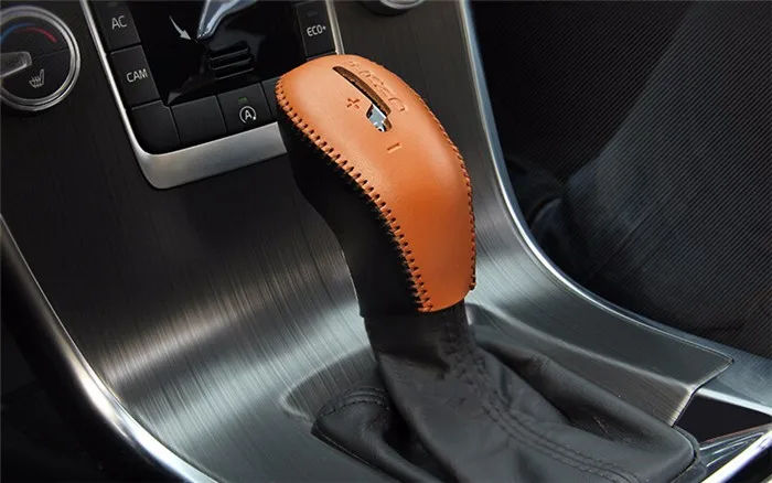Кожаный Автомобильный Стайлинг центральная консоль переключения передач декоративный рукав для Volvo XC60 S60 V60 V40 ручной тормоз модифицированный защитный рукав