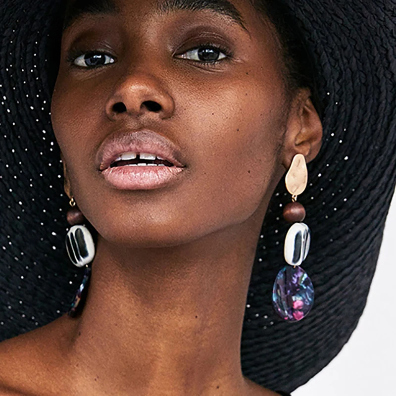 

Best lady Charm Fashion Bijoux Boho Resin Beads Statement Earrings Maxi Dangle Drop Earrings for Women Trendy Wedding Jewelry