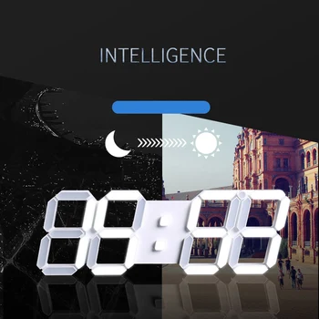 

3D LED Wall Clock Modern Digital Table Desktop Alarm Clock Nightlight Saat Wall Clock Watch For Home Living Room 24 or 12 Hour