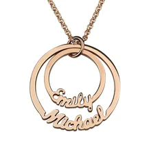 Personalized 2 Names Necklace Mom Necklace Layered Circle necklace Couples Necklace Name Jewelry Gift for Her Rose Gold Color
