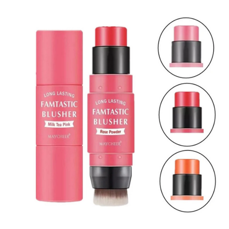 

Double Head Mineral Blush Cream Makeup Moisturizing Easy To Colorize Brighten Skin Colour Soft And Smooth Blusher Stick Cosmetic