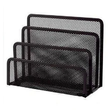 Affordable 1pcs 3-Section Mesh Letter Note Paper Business Card Collection Holder Sorter Desk Organizer black