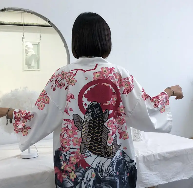 Женские топы лето японские модные Кимоно Одежда для пар Obi Yukata женское пляжное кимоно Boho Haori кимоно Japones FF2078 - Цвет: 1