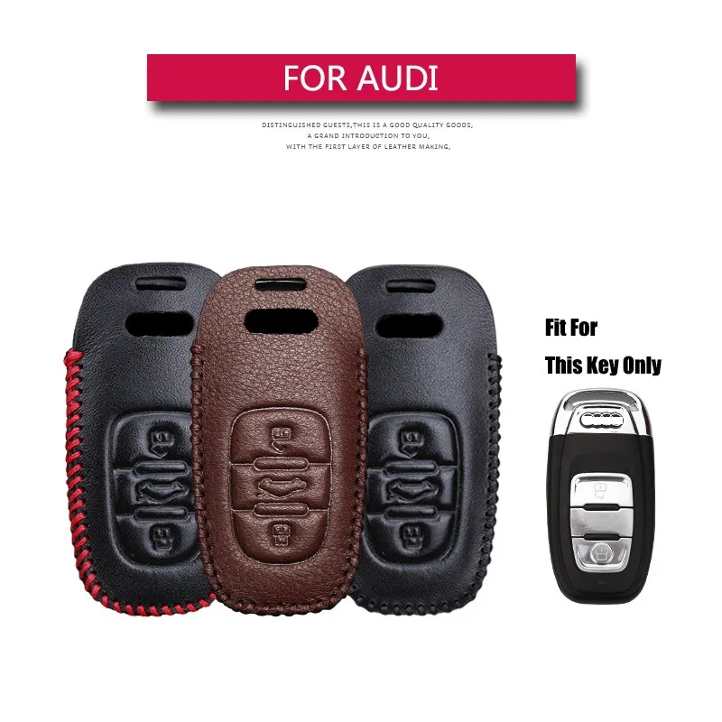 

Genuine Leather Auto Key Protection Cover Case For Audi A4L A6L Q5 A5 754C / 754G Smart Car Key Holder Shell Car-Styling