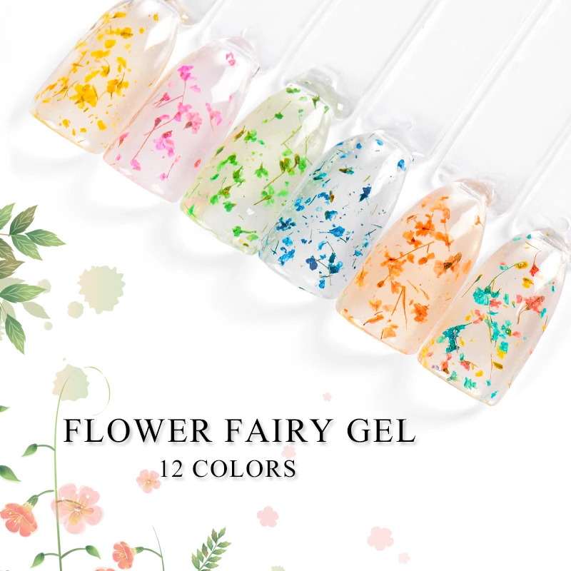 Cumple con las flores Gel de uñas esmalte de flores secas naturales serie de hadas remojo de Gel UV DIY decoración de uñas pintura Cumple con las flores Gel de uñas esmalte de flores secas naturales serie de hadas remojo de Gel UV DIY decoración de uñas pintura
