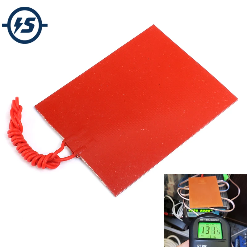 

80mmx100mm 12V 25W Silicone Rubber Heating Panel Constant Temperature Heater Plate