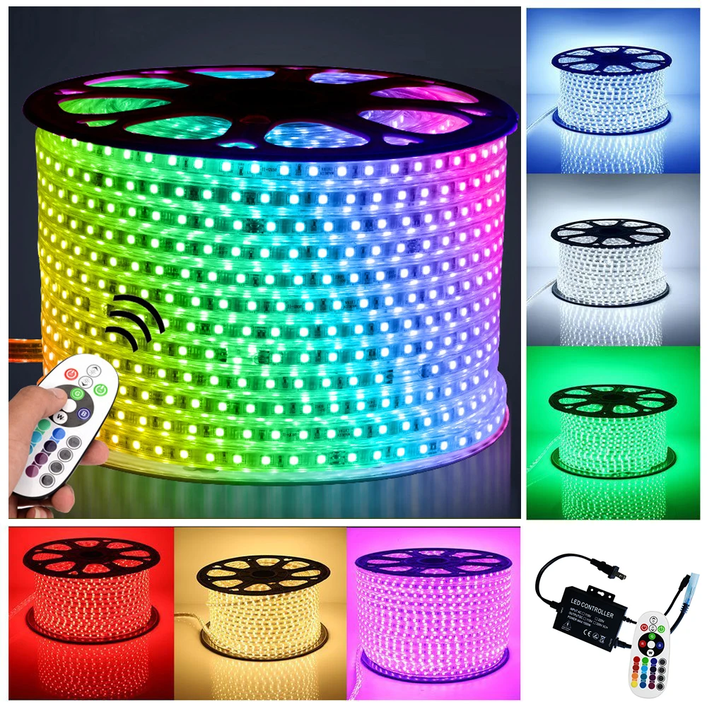 Uitverkoop Groen Manoeuvreren Led Strip Lights Wholesale Super Bright Smd5050 100 Meter Roll Ip67  Waterproof Striscia Led 220v/110v Led Light Strips For Home - Led Strip -  AliExpress