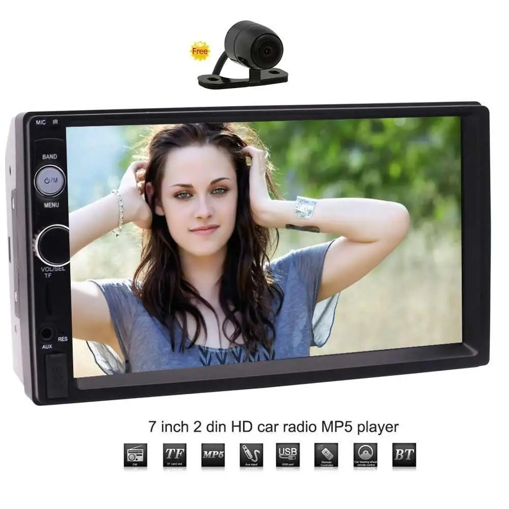 

Eincar 2 Din Car Bluetooth Stereo 7" Car Stereo MP5 Player Entertainment Steering Wheel Control/Video/Aux/FM Radio + Rear camera
