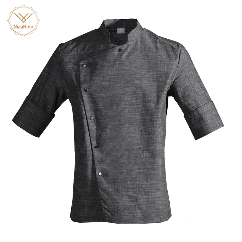 

New Unisex Japanese Korea style medium sleeve chef cook uniform top waiter work wear restaurant cook shirt overalls fashion 2018