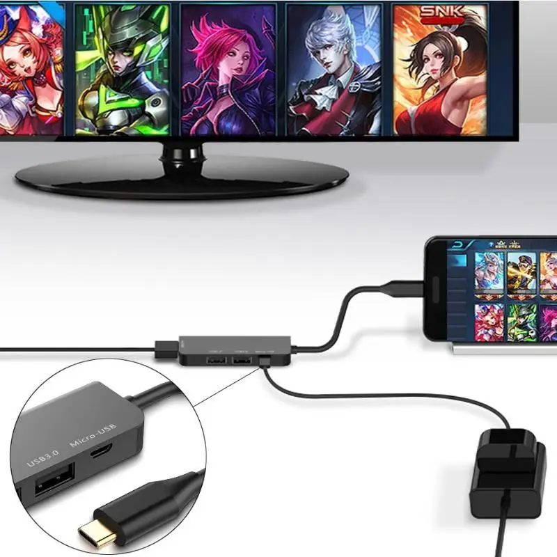 4 порта HD type-C к Micro USB 3,0 USB 2,0 HDMI конвертер Тип C папа к HDMI Женский концентратор адаптер для Macbook/Macbook Pro