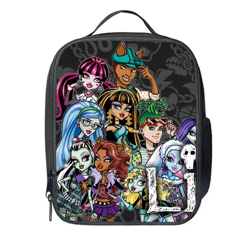 Изолированные Monster High детские сумки для еды Детская сумка для пикника Ланчбокс ланч-пакет удобный портативный - Цвет: photo color