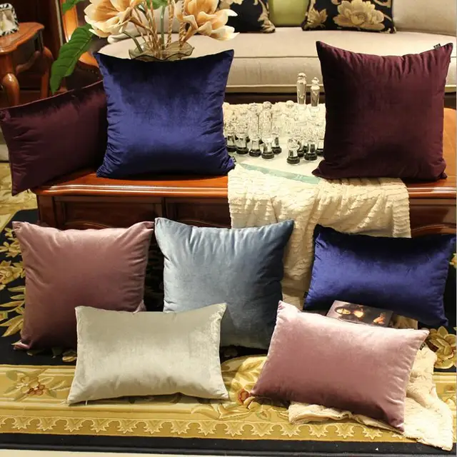 Solid Colors Velvet Cushion Cover Luxury Home Decor Black Royal Blue Solid Colors Velvet Cushion Cover Luxury Home Decor Black Royal Blue Sofa Throw Pillow Case