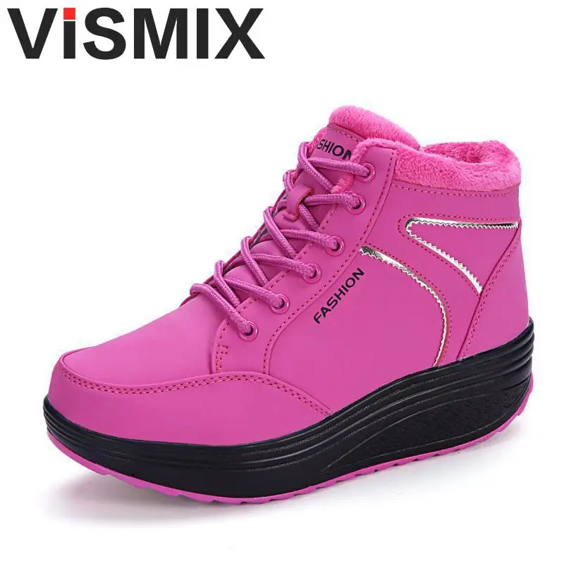 

VISMIX 2017 Women's Snow Boots Winter Female Plus Velvet Snow Platform Boots Women Thermal Cotton-padded Shoes Flat Ankle Boots