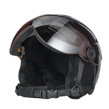 

High Quality Integrally Ski Helmet With Goggle Half-covered Skiing Helmet Goggles CE Outdoor Sports Snowboard Helmet Black