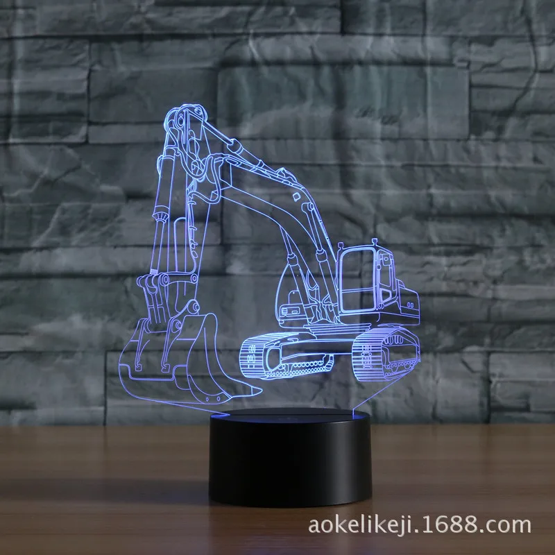 Экскаватор-форма Usb Красочный 3D свет сенсорный визуальный свет градиент светодиодный ночник