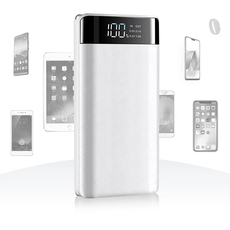 20000mAh банк силы Быстрая зарядка двойной USB Внешний аккумулятор со светодиодным