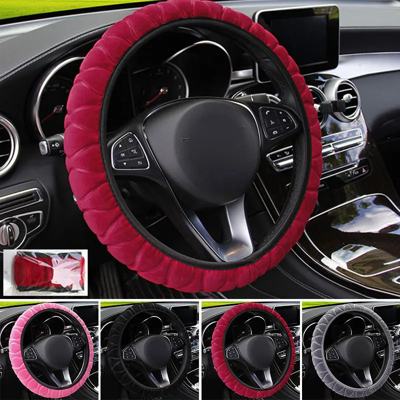

Universal 15 Inch Car Steering Wheel Covers Steering Wheel Wrap Fashion Autumn and Winter Protection Decoration