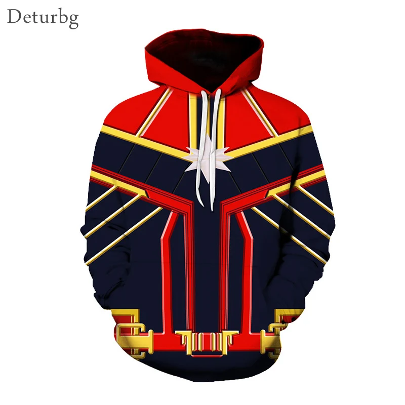 Mens Fashion Captain Marvel 3D Printed Hoody Man's Moive Cosplay Costume Hoodies Team Suits Men Hooded Sweatshirt Jacket WY35 | Мужская