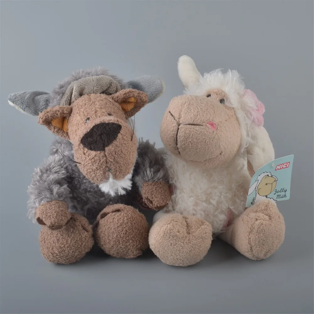 2Pcs 25cm NICI White Sheeps And Gray Wolf Stuffed Plush font b Toy b font Baby