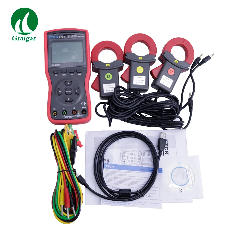 JF-XUAN Three Phase Digital Phase Volt-Ampere Clamp Meter measure AC voltage And AC Current ETCR4700 Digital Clamp Electrical Tester JF-XUAN Three Phase Digital Phase Volt-Ampere Clamp Meter measure AC voltage And AC Current ETCR4700 Digital Clamp Electrical Tester