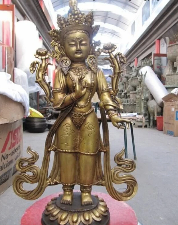 

Collectible bronze S2793 21" Tibet bronze Gilt Lotus White Tara Goddess kwan-yin Bodhisattva buddha Statue (B0328)