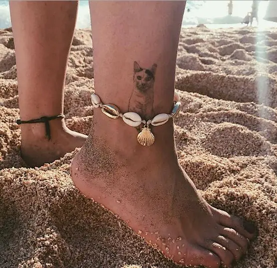 

1pc Summer Beach Tassel Seashell Pendant Foot Anklet Bracelet Bohemian Metal Gold Shell Scallop Hand Knit Rope Chain Female 8426