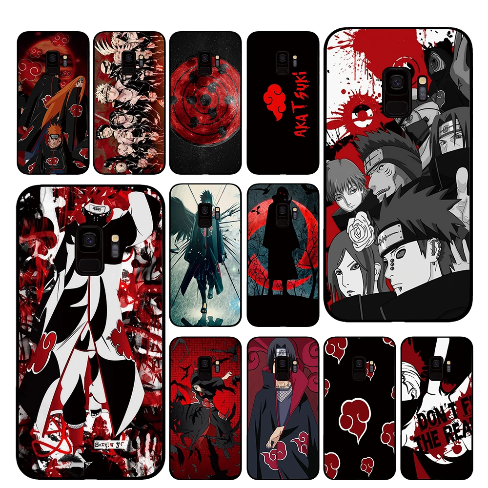 

Anime Naruto Akatsuki Coque Black TPU Case For Samsung Galaxy S10 S10E S8 Plus S6 S7 Edge S9 S10e PlusNote 8 9