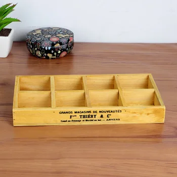 

Retro Wooden Desktop Storage Box Multifunctional Sundries/ Succulent Plants Sorting Box 2 Colors for Choosing
