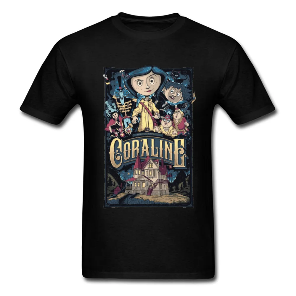 

T-shirt Coraline & the Secret Door Men T Shirts Coraline Secret Door Mens Tshirt Horror Fantasy Animation Movie Tops Tees Custom