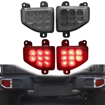 

2Pcs Rear Tail Fog Light Lamp Cover Light Lens For Jeep Wrangler JL 2018 2019 + Rear Bumper Parking Reverse Brake Lights