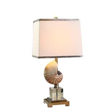 Европа Современная Пастораль в виде ракушки K9 с украшением в виде кристаллов ткань Led E27 настольная лампа для свадебного декора Гостиная Спальня лампа 1416