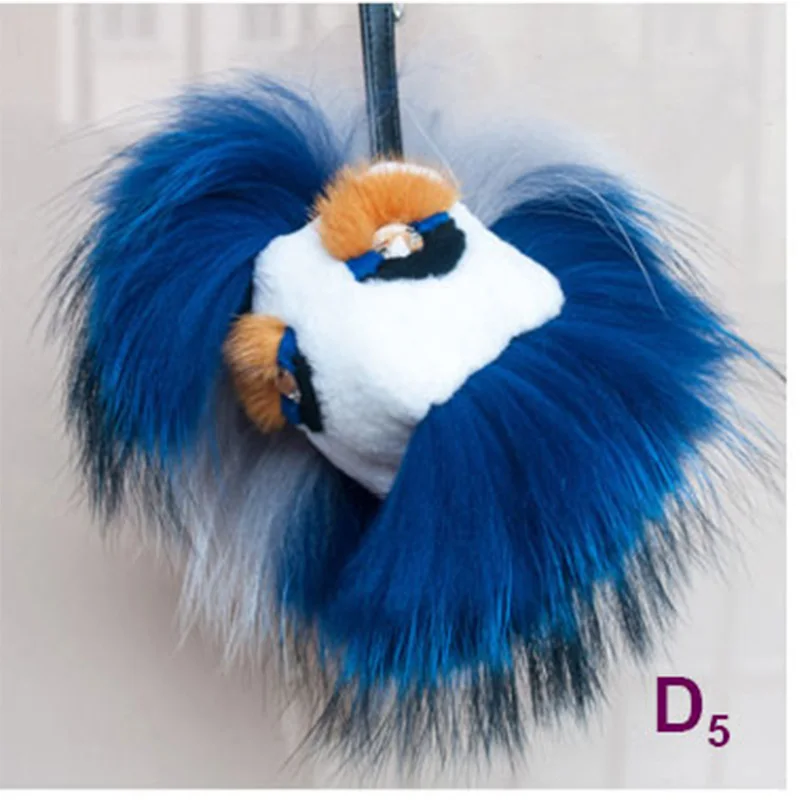 

Real Fur Monster Pom Pom Doll Ball Key ring keychain Bag car Charm SP016