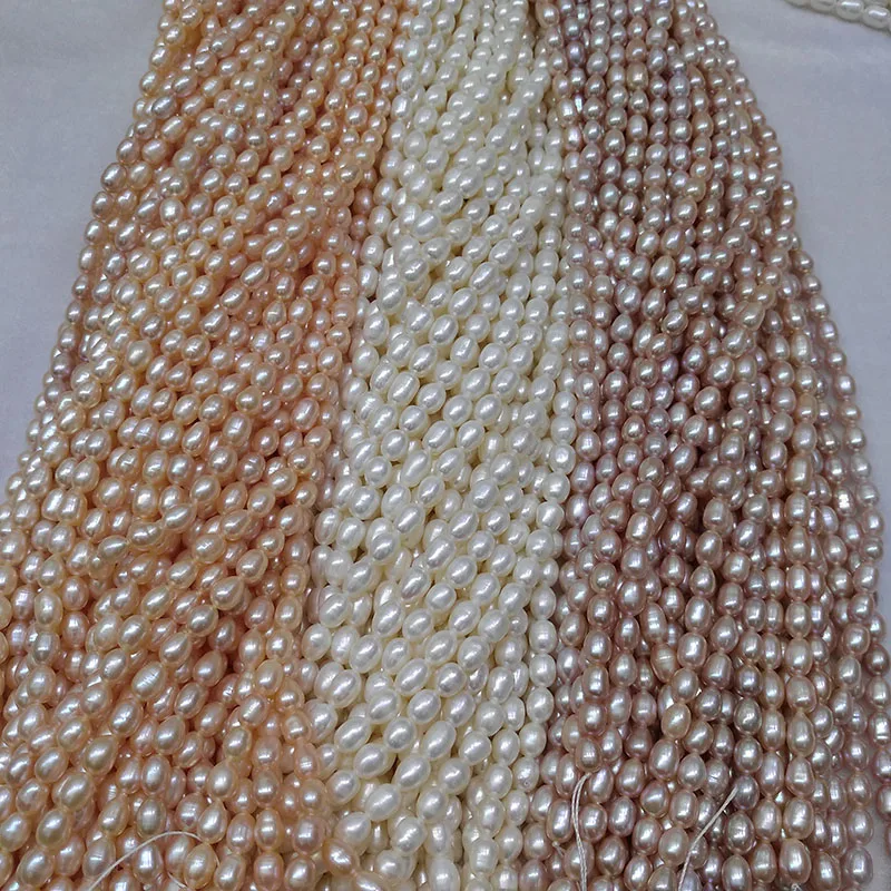 

6-7 mm Natural Freshwater Pearl Beads 38cm Punch Loose Beads for DIY Women Necklace Bracelet Jewelry Making 3 Color