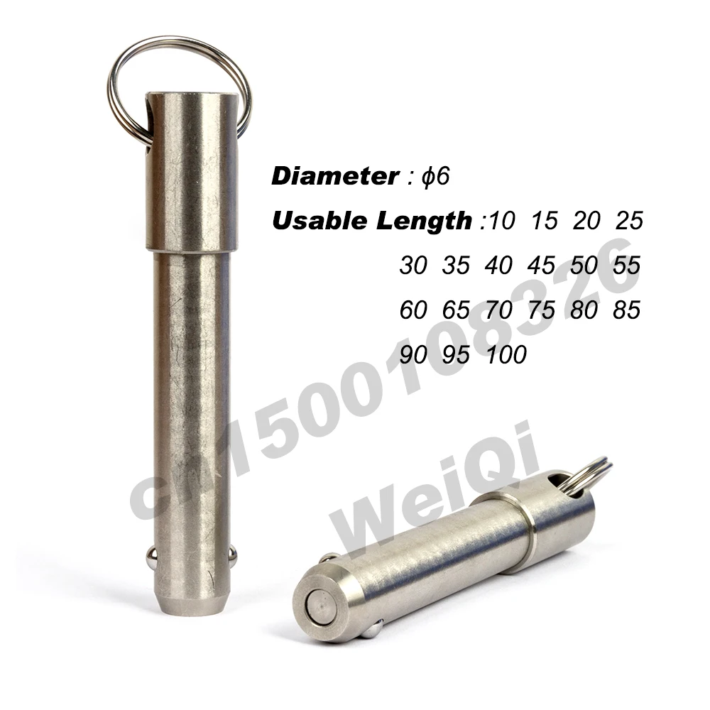 L = 100 6 mm D1 = Rocker Ball Locking Pin with Ring Clip Stainless Steel Self-Locking k0746.01506100 1 L = 100 6 mm D1 = Rocker Ball Locking Pin with Ring Clip Stainless Steel Self-Locking k0746.01506100 1