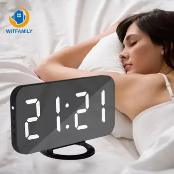 

Large Number Display LED Voice Control Digital Alarm Clock Snooze Electronic Watch Calendar Home Decoration Luminous Clock