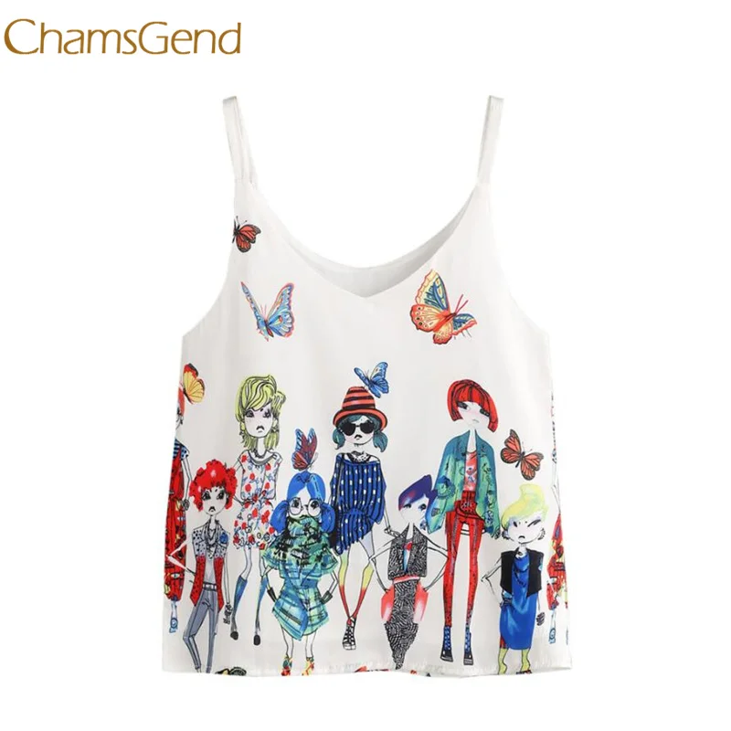 Chamgsend Women Casual Printing Sleeveless Crop Top Vest Tank Shirt Blouse Cami Tops l0316 | Женская одежда