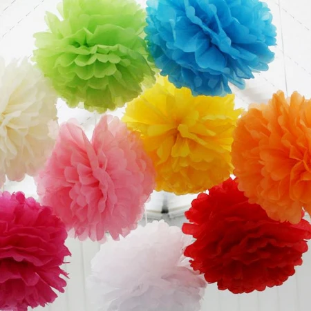 

25cm Decorative Tissue Paper Pom Poms Flower Ball Wedding Decoration Party Birthday Baby Shower Birthday Homely Decor(4pcs)