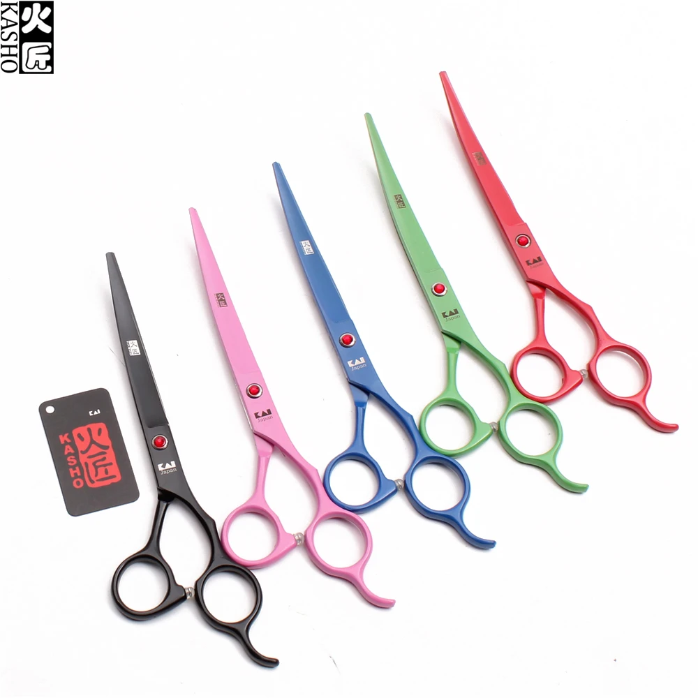 

7" 19.5cm Stainless Kasho Dog Grooming Scissors Up Curved Scissors Animal Scissors Professional Pet Shears Bend Up Shears H4100