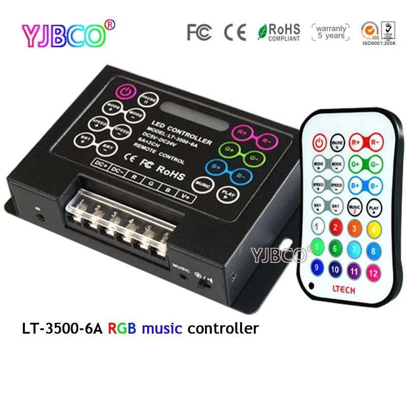 

DC5-24V LT-3500-6A LED RGB Music Controller&wireless remote control for full color RGB led strip led module led light