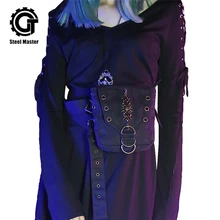 Стимпанк Брезентовая поясная сумка Ретро Рок Панк с заклепками мини сумка через плечо винтажная Мужская Женская мотоциклетная ножная Чехол-Несессер для телефона