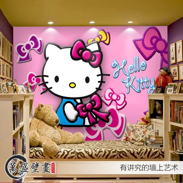 Hello kitty cartoon cat large mural the children's room bedroom