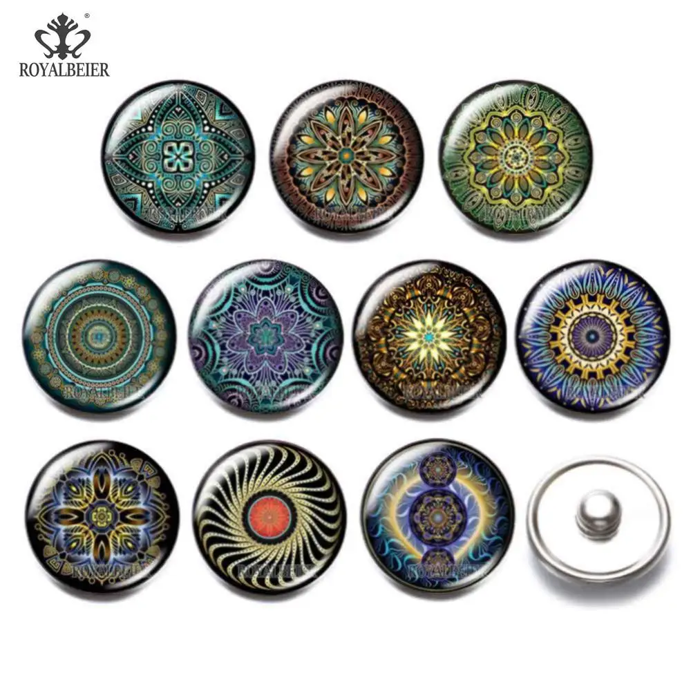 

10pcs/lot New Glass Snap Jewelry Mix Beautiful Exotic Pattern 18mm Glass Snaps for Snap Button Bracelet Earrings